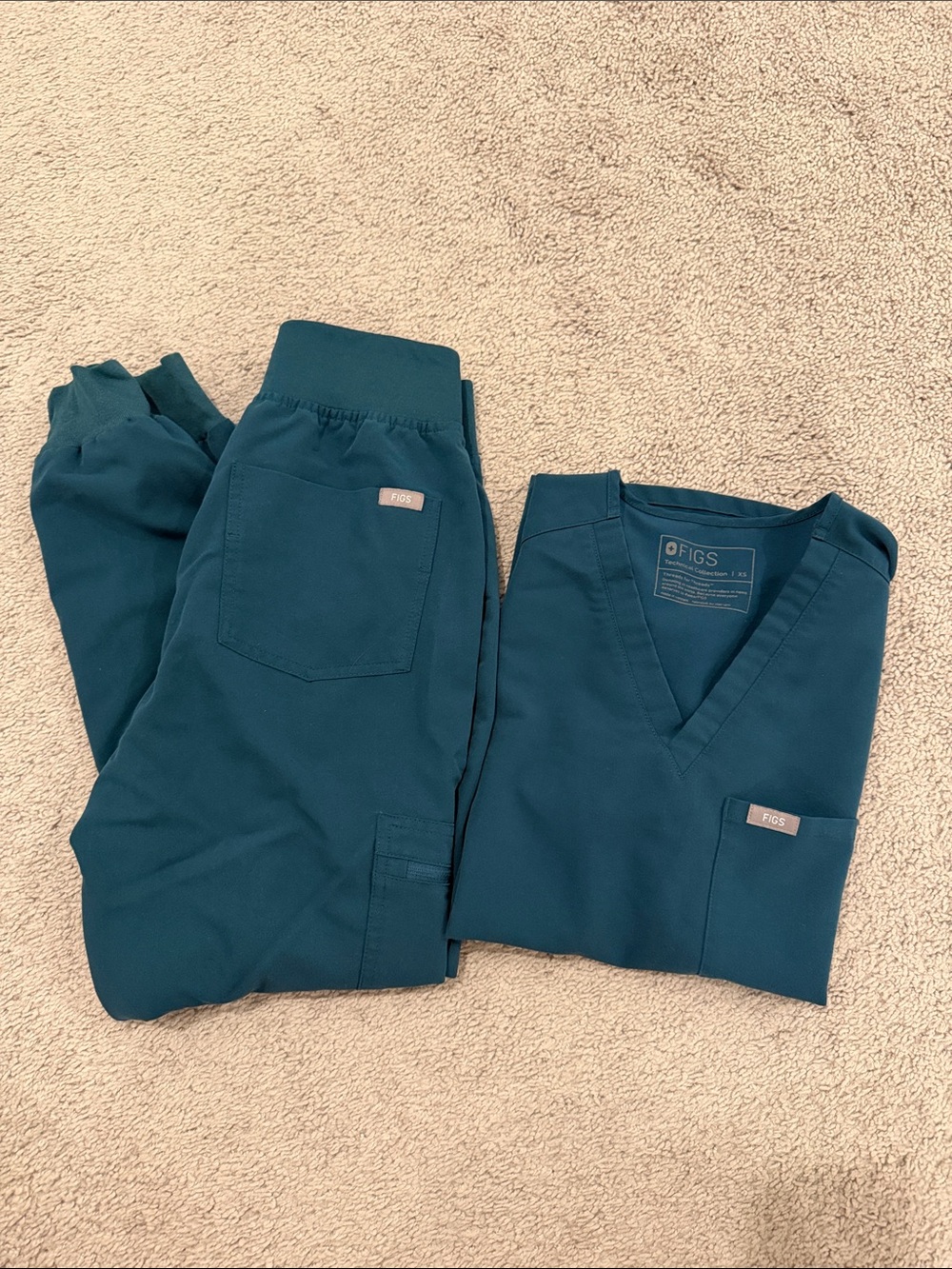 Figs Teal V-neck Scrub Top